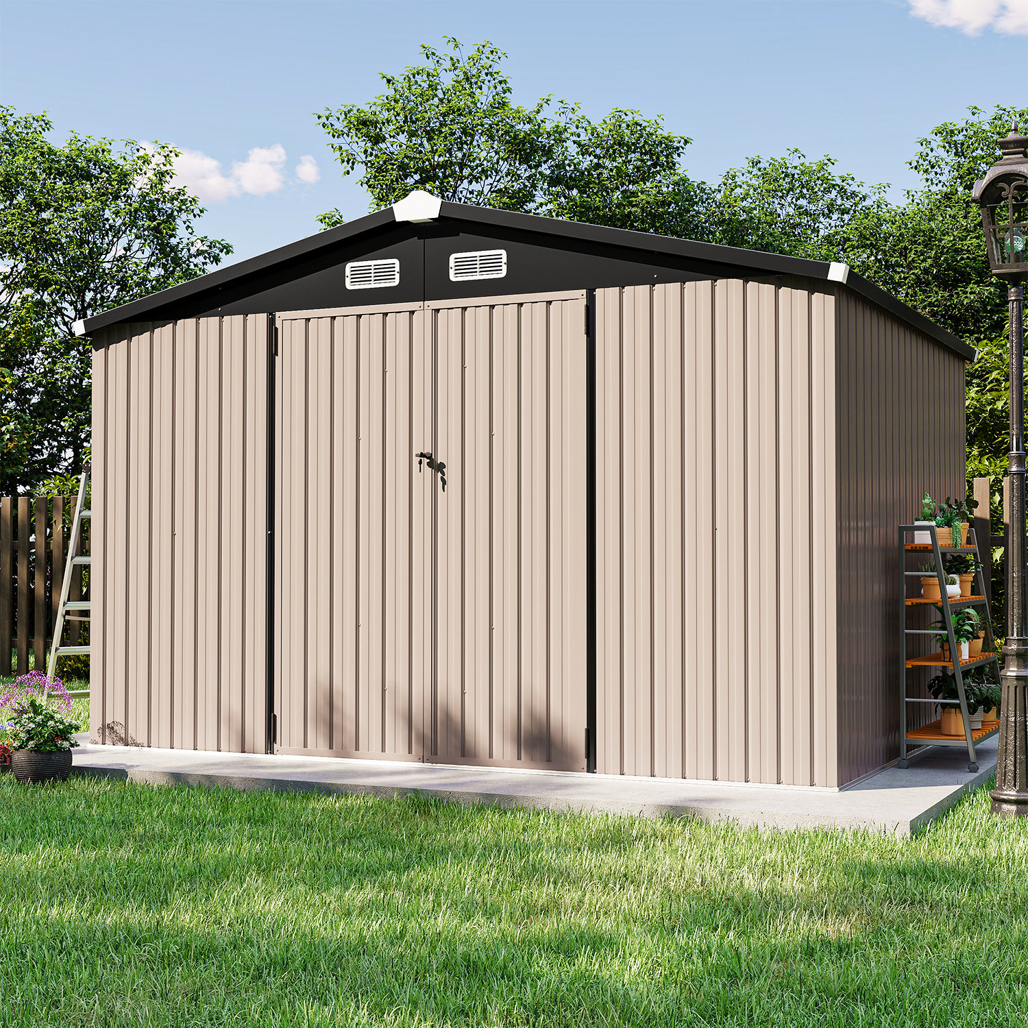 JolyDale Outdoor 10 Ft. W X 8 Ft. Large Metal Storage Shed With
